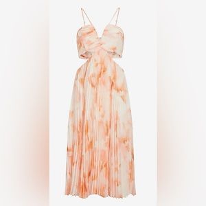 Express Floral V-Neck Pleated Cutout Midi Dress, NWT